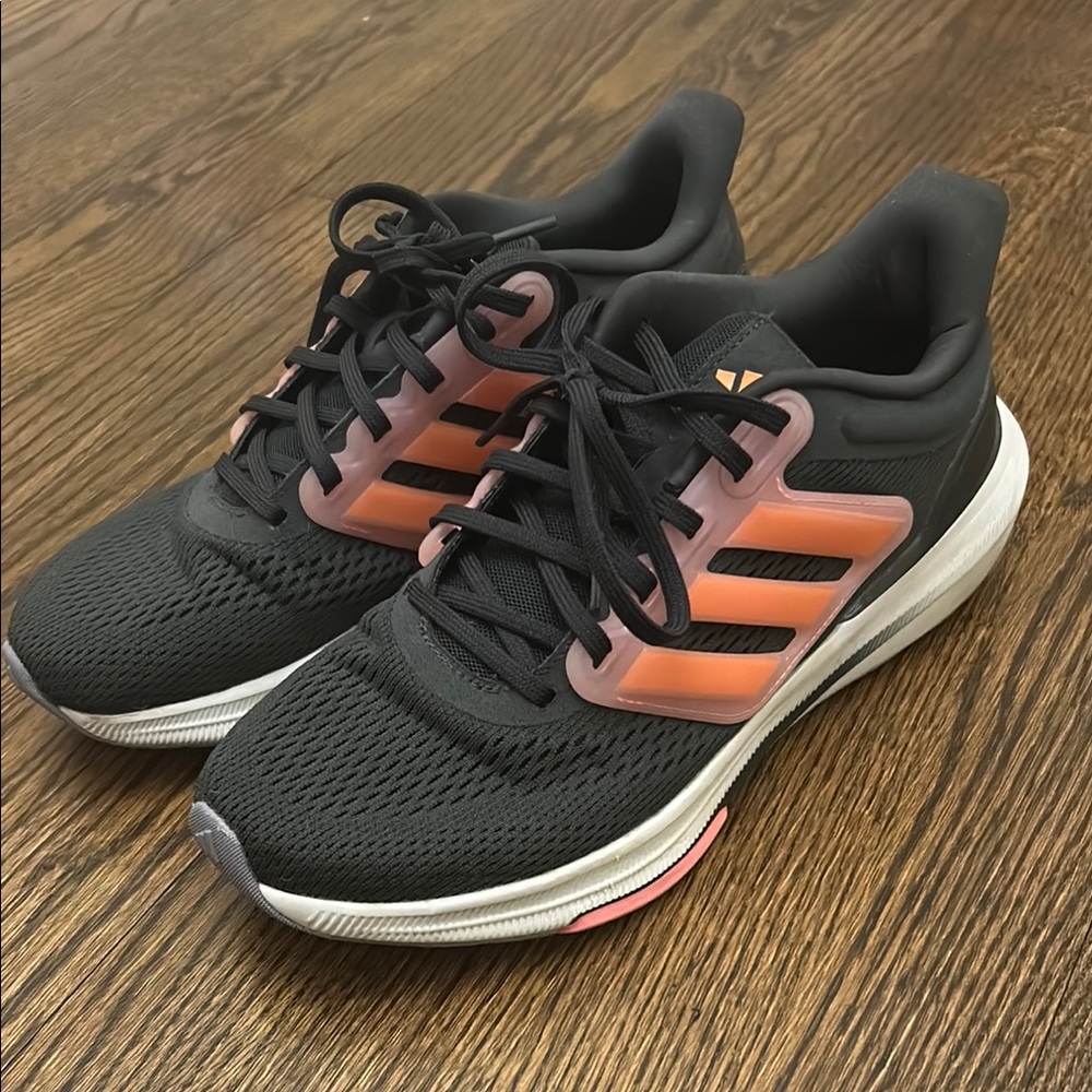Adidas Black and Pink Sneakers with Breathable Mesh and Cushioned Midsole